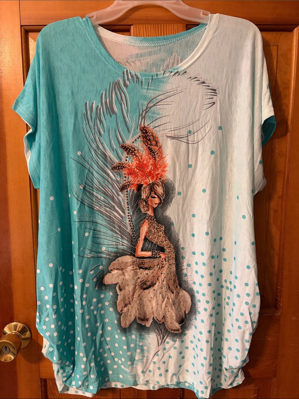Mint Rhinestone Graphic Top Mint